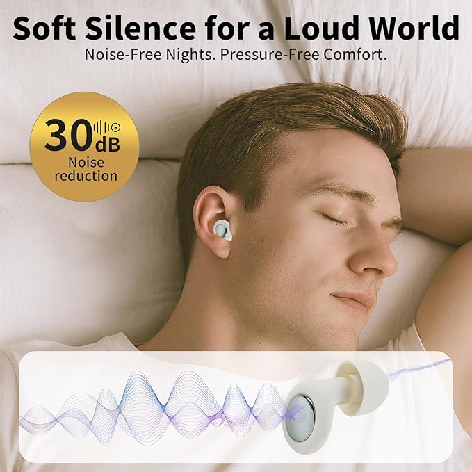 Ear Plugs for Sleeping Noise Cancelling, Ear Plugs for Noise Reduction with 8 Eartips, Reusable Noise Cancelling Ear Plug for Concerts - White, Silicone Hearing Protection Earplug 30db