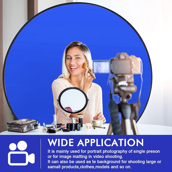 Portable Blue Screen Chair, 57 in BlueBackdrop with Stand Double Sided Foldable Screen Background, Chroma Key, Blue Backdrop for Chair Photography Streaming Gaming Photo Zoom Video Chats and Meeting