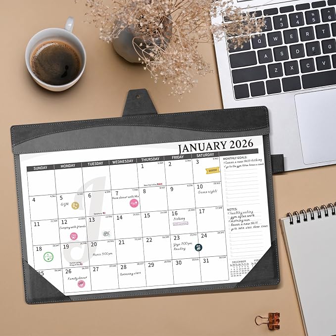 Ospelelf Calendar Refill 2026-2027 Large 10"x16" Monthly Planner with Protective Cover 18 Months January 2026 - June 2027 Black