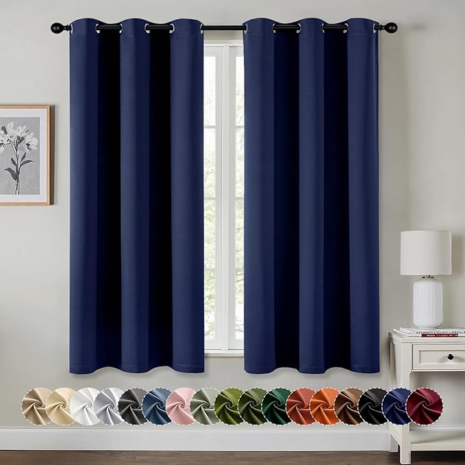 MIULEE Blackout Curtains for Bedroom Living Room 2 Panels, Thermal Insulated Room Darkening Drapes Grommet Noise Reducing Light Blocking Window Treatments 54 Inches Long 40x54 Inch Navy Blue