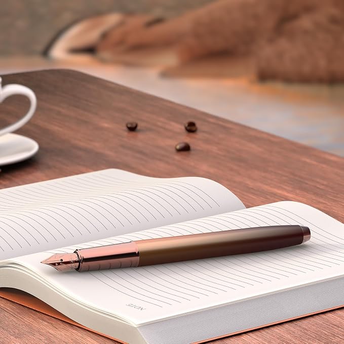 Sheaffer 100 9374 Coffee Edition Matt Brown Fountain Pen with Regal Brown PVD Appointments and Signature mid band - Medium Point