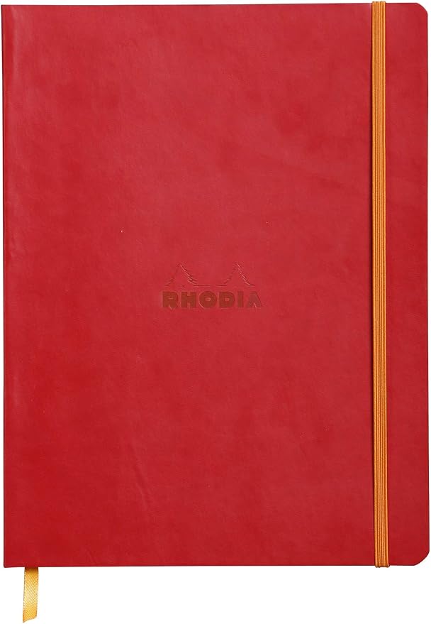 Rhodia Rhodiarama SoftCover Notebook - 80 Dots Sheets - 9 3/4 x 7 1/2 - Poppy Cover, 117563C