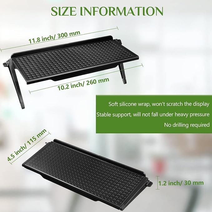 Hoteam 6 Pieces TV Top Screen Shelf Adjustable Monitor Top Shelf Plastic TV Video Game Storage Game Console Black Router Stand Audio Video Shelving for Media Boxes Router(11.8 x 4.5 inch)