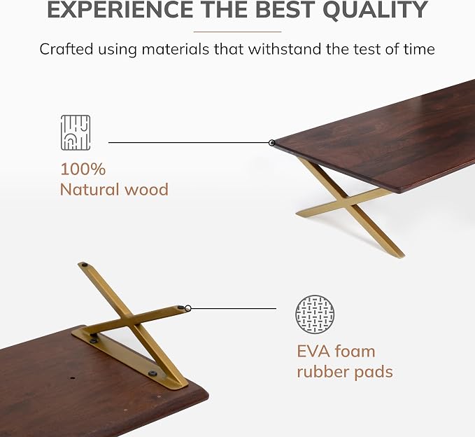 Anji Mountain Monitor Stand - Desktop Organizer & Laptop Riser, Ergonomic Monitor Riser, Space-Saving Monitor Stand for Desk, Durable Construction, Easy Assembly, Ideal for Home & Office,Walnut