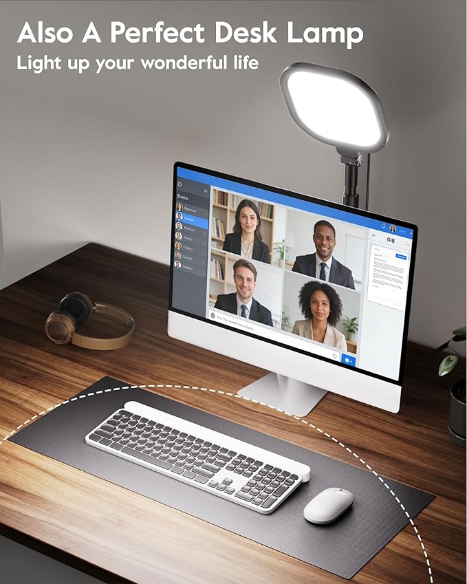 Video Conference Lighting for Zoom Meeting, Ring Light for Desk with Flexible Stand, 30 Light Modes Zoom Lighting for Computer, Desk Ring Light & Memory Function for Video Calls, Live Stream, Webcam