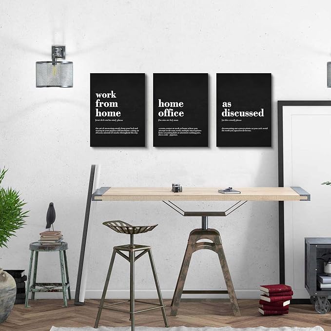 Framed Office Decor Canvas Wall Art - Positive Quote, Motivational Artwork Set of 3 Prints, 12x16inchx3pcs