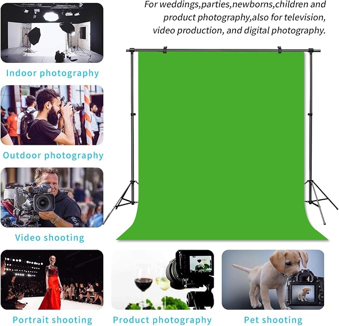 Green Screen Backdrop Chromakey Virtual Green Screen Background Sheet Fabric Wrinkle Resistance Photo Background for Photo Studio Shooting Props 6x9FT