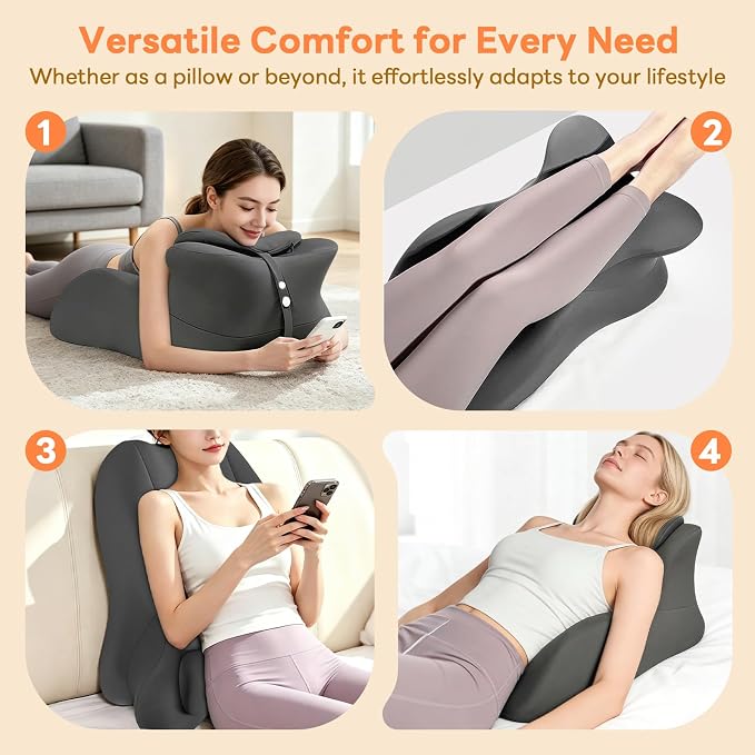 Memory Foam Wedge Pillow, Intimacy Positioning Pillow for Reading | 27° Angled Ergonomic Positioning Pillow, Contoured Back & Neck Support, Multi-Functional Body Pillow with Removable Cover