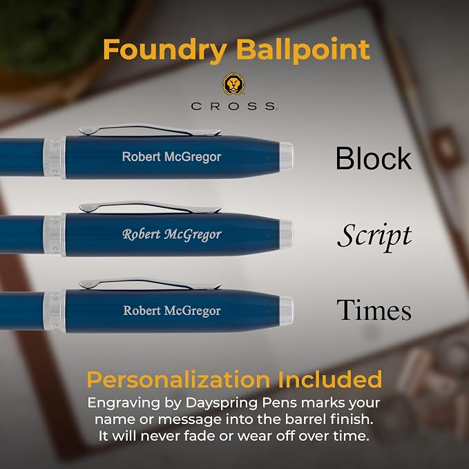 Cross Foundry Ballpoint Pen, Translucent Blue, Custom Engraved — Graduation, Promotion, Onboarding, or Corporate Team Gift