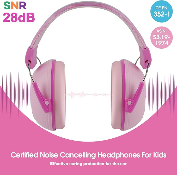 Noise Cancelling Headphones for Kids, SNR 29dB Safety Noise Reduction Ear Muffs for Autism Sensory &Concentration Aid, Ear Hearing Protection for Fireworks/Event/Monster Truck/Concert