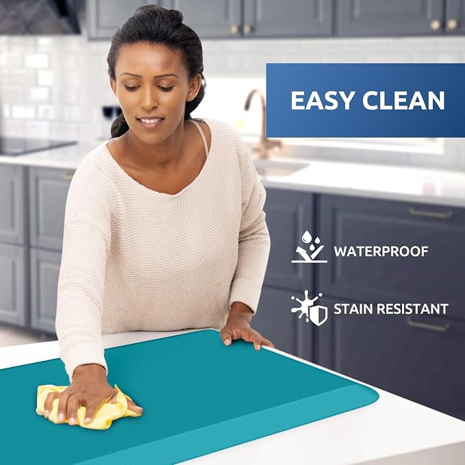 KitchenClouds Kitchen Mat Cushioned Anti Fatigue Kitchen Rug Non Slip Standing Mat Comfort Floor Mats for Sink Office (17.3"x28"- 0.8inch,Green) | Water-Resistant, Non-Slip, Easy to Clean Comfort Floor Mat for Kitchen, Sink & Office, Multiple Colors & ...