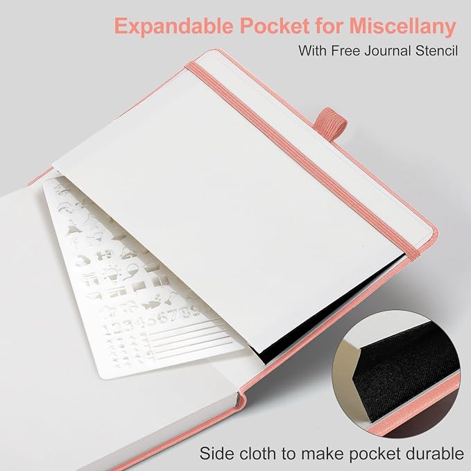 AHGXG Blank Journal Notebook, 160 Pages, A5 Medium Size (5.7'' x 8.3''), 120 GSM Thick Paper, Leather Hardcover, for Sketching, Drawing, Painting (Pink)