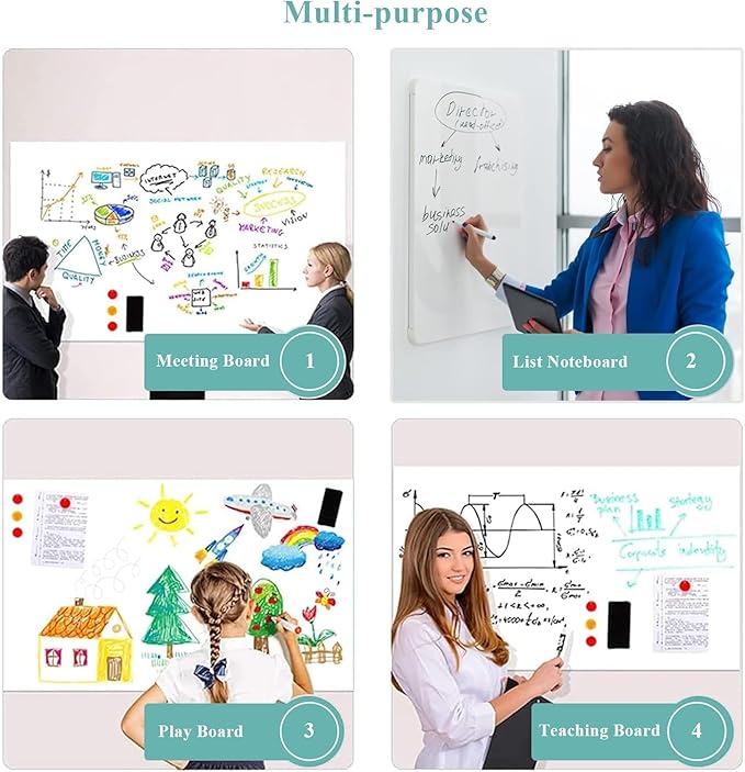 Wide Self-Adhesive Whiteboard Sticker: 40" x 30" Magnet Receptive Dry Erase Wall Decal | No Ghosting Family Planner & Calendar | Peel & Stick Organizer for Home Office