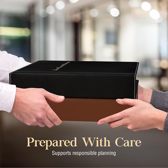 Estate Planning Leather Organizer Binder – Genuine Leather Estate Planning Portfolio, 3 Ring Round Ring Trust Binder with Tabs & Folder for Wills, Insurance & Legal Documents – Brown Leather