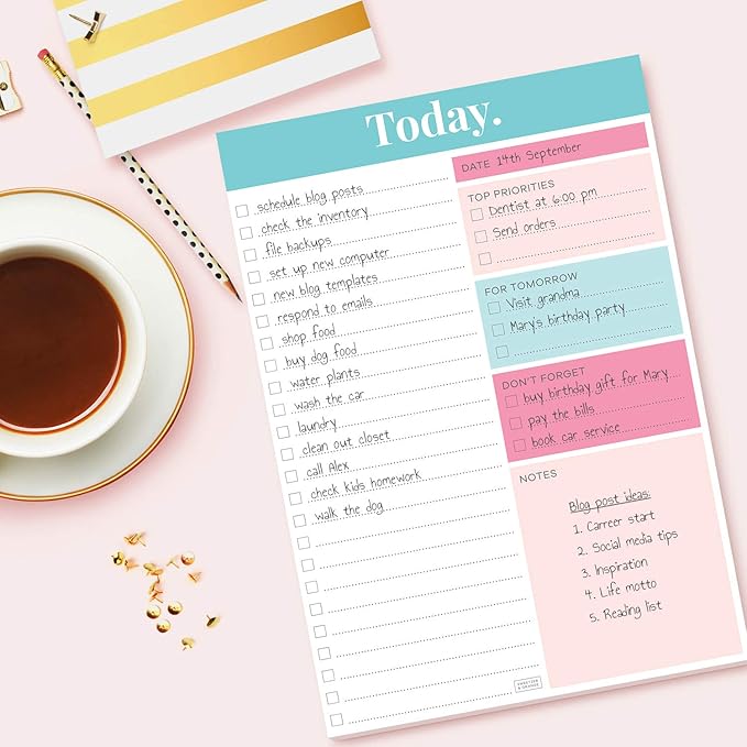 Sweetzer & Orange Daily Planner 2026, Undated Planner To Do List Notepad. 7x10” Day Schedule Logbook. Checklist Productivity Organizer, Work Notebook, Academic Journal, Daily To-Do List Logbook