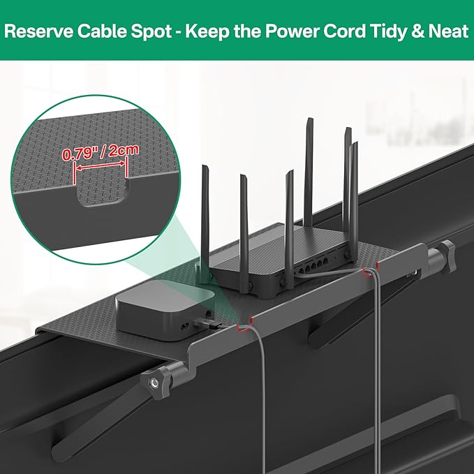 Adjustable TV Top Shelf for Streaming Devices/Cable Box/Router and Home Decor TVs Top Storage Bracket - 13 Inch Wide Platform Screen Top Shelf Mount for Monitor Top of TV Shelfs Mounting Bracket