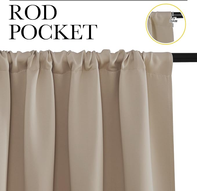 NICETOWN RV Blackout Curtains for Camper Windows, Taupe, 29" Wide by 40" Long, 2 PCs, Short Blackout Curtains & Drapes, Thermal Insulated Blackout Curtain Panels for Kids Room, Play Room