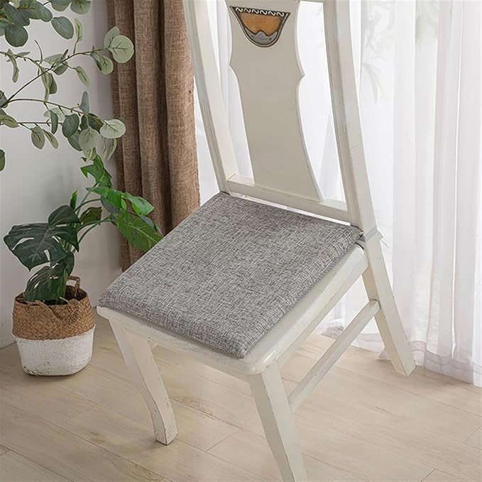 Lifup 6 Pack Chair Cushion Memory Foam Pads, Square Non-Slip Thick Dining Chair Cushions with Ties and Removable Cover for Home Office Restaurant Chair Pads Grey 18 x 18 Inch