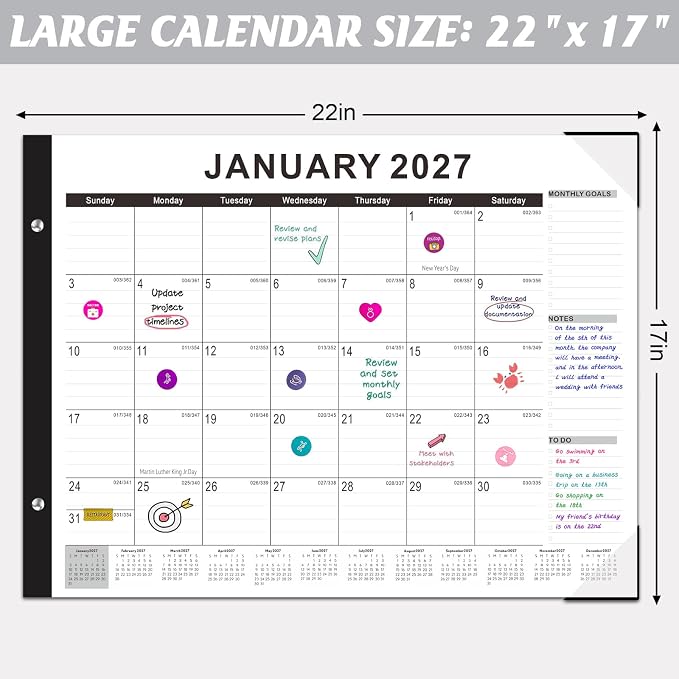 Gannyfer Desk Calendar 2026-2027, Large Desk Calendar 22" x 17", Use Now to Mar 2027, 18 Monthly Academic Desktop Calendar 2026 with To-Do List, Desk Calendar 2026 for Office, School, Home(6 Stickers)