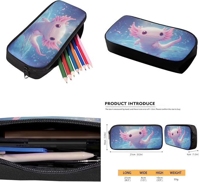 Ystardream Water Axolotl Backpack for Girls 8-12 Kids School Backpack with Lunch Bag,Pencil Bag,Water Bottle Sleeve,Large Laptop Bookbag with Multiple Pockets for Boys and Girls Daily Use