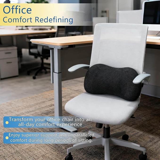 Lumbar Support Pillow | Back Support for Office Chair Car, Ergonomic Memory Foam, Fatigue Relief, Comfort and Support Your Back