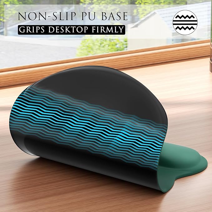 MROCO Ergonomic Mouse Pad with Gel Wrist Rest, Smooth Wrist Support Surface, Non-Slip PU Base for Pain Relief, Comfortable Mousepad for Computer, Laptop, Office & Home, 9.4 x 8.1 in, Forest Green