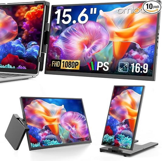 15.6" Laptop Screen Extender,FHD 1080P IPS Portable Monitor for 13"-17" Laptops, Dual Travel Screen Monitor Plug & Play, Laptop Screen Monitor Extender Compatible with Windows/Mac/Android & Chrome OS