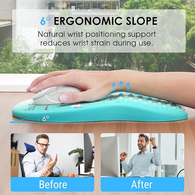 MROCO Ergonomic Mouse Pad with Wrist Support, 11.8 x 7.8 in, Feather Arrow | Memory Foam Wrist Rest Mouse Pad, Non-Slip Base, Smooth Lycra Surface for Office & Home, Comfortable Wrist Support