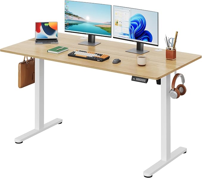 DEVAISE 55 Inch Standing Desk with Split Top, Ergonomic Computer Desk, Maple