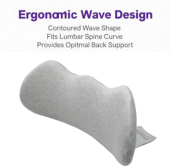 Lumbar Support Pillow for Car, Ergonomic Memory Foam Lumbar Pillow with Breathable Removable Washable Cover fit Car,Office Chair, Back Support for Relaxing & Comfort