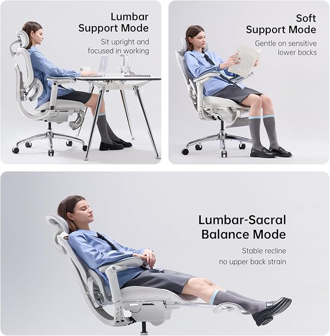 SIHOO Doro C300 Pro V2 Ergonomic Office Chair with Footrest & Full-Body Adaptive Support, 8D Armrests & Breathable Mesh, Comfy High Back Computer Desk Chair for Long Hours, 135° Recline (Grey)