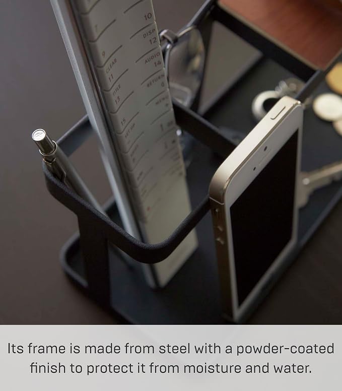 YAMAZAKI Home Tower Desk Bar - Wood & Steel Organizer - Steel