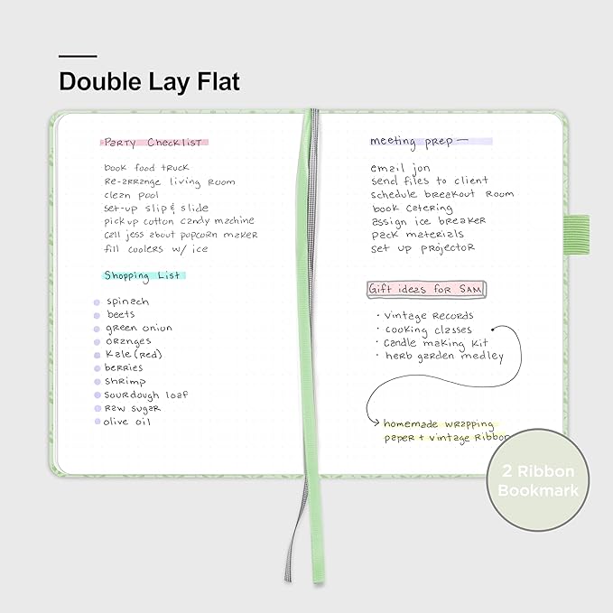 &And Per Se Dotted Journal Notebook, A5 Hardcover Aesthetic Dotted Notebook – 160 Pages 100gsm Thick Dot Grid Paper, 3 Sticker Sheets – Gift-Ready Journaling Kit for Women (Light Green)