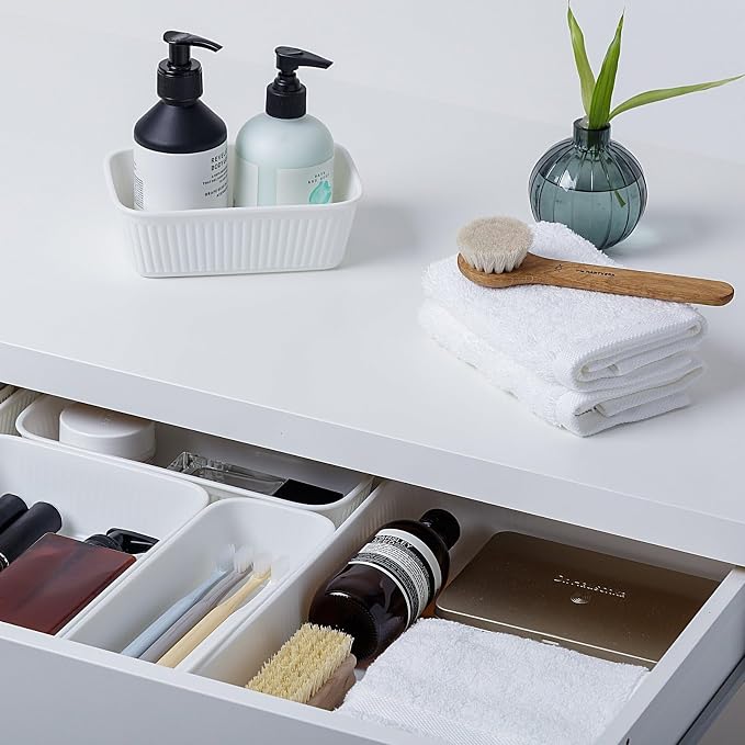 TATAY Drawer Organiser A6 Baobab, Polypropylene, BPA Free, White. Measures 11.3 x 17 x 5.6 cm