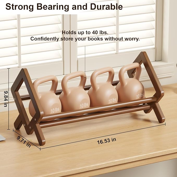 Premium Desktop Bookshelf, Bamboo Desk Bookshelf, Retro Brown Book Rack Shelf Organizer, Stable Bookshelves Storage, Tabletop Large Magazine Holder Racks for Magazines, Books, Files