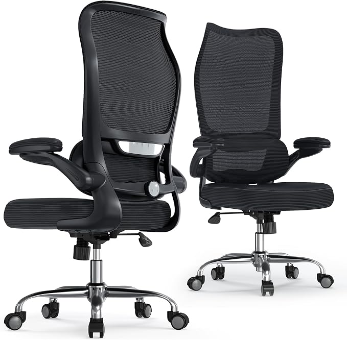 TRALT Ergonomic Office Chair- Desk Chair with Adjustable Lumbar Support | Big and Tall Back Ergonomic Desk Chair - Home Office Mesh Chairs and PU Leather Seat for Home Reading to Adults(Black)