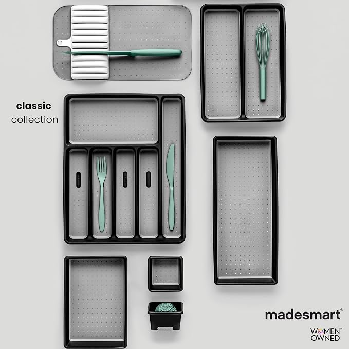 madesmart Classic Expandable Compartment Utensil Tray, White
