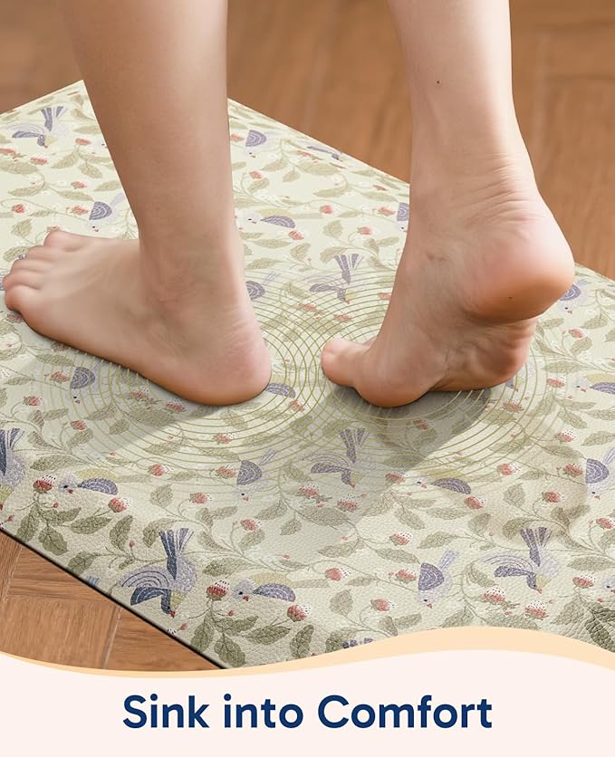 Ophanie Kitchen Mats for Floor,3/4 inch Thick,20x48 Anti Fatigue Cushioned Mat with 99+ Pairs of Anti-Slip Bottom Ridges,Kitchen Rugs,Waterproof,Comfort Ergonomic Standing Mat for Office,Home,Sink
