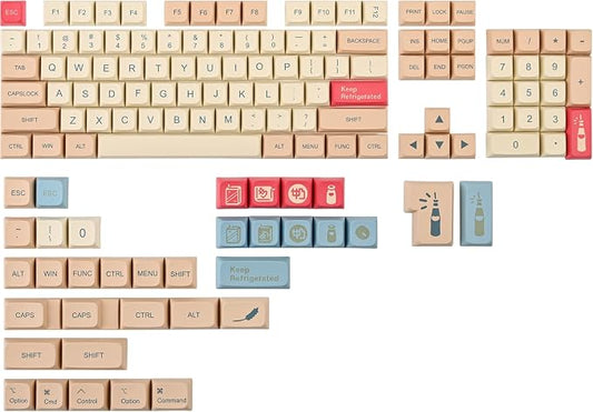 Fogruaden PBT Keycaps 139 Keys Soymilk Keycap Set Dye-Sublimation Custom Keycaps XDA Profile Cute Keycap for Mechanical Keyboard