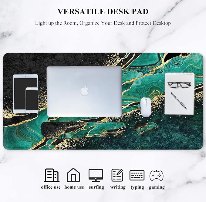LATEEFAH Desk Mat, Mouse Pad with Wrist Rest, 4-in-1 Large Mouse Pads for Desk, Ergonomic Mouse Pad and Keyboard Wrist Rest Gaming Keyboard Mat for Office, Home