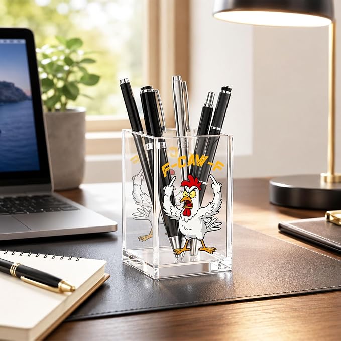 Funny Acrylic Pen Holder Cup, Hidden Message Desk Decor, Sarcastic Pencil Holder Organizer, Coworker Gag Gift, Office Desk Accessories