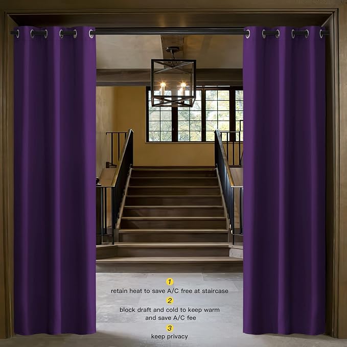 NICETOWN Energy Saving Blackout Darkening Drape, Triple Weave Home Decoration Thermal Insulated Solid Ring Top Blackout Curtain/Drape for Bedroom(1 Panel, 42 x 84 inch, Royal Purple)
