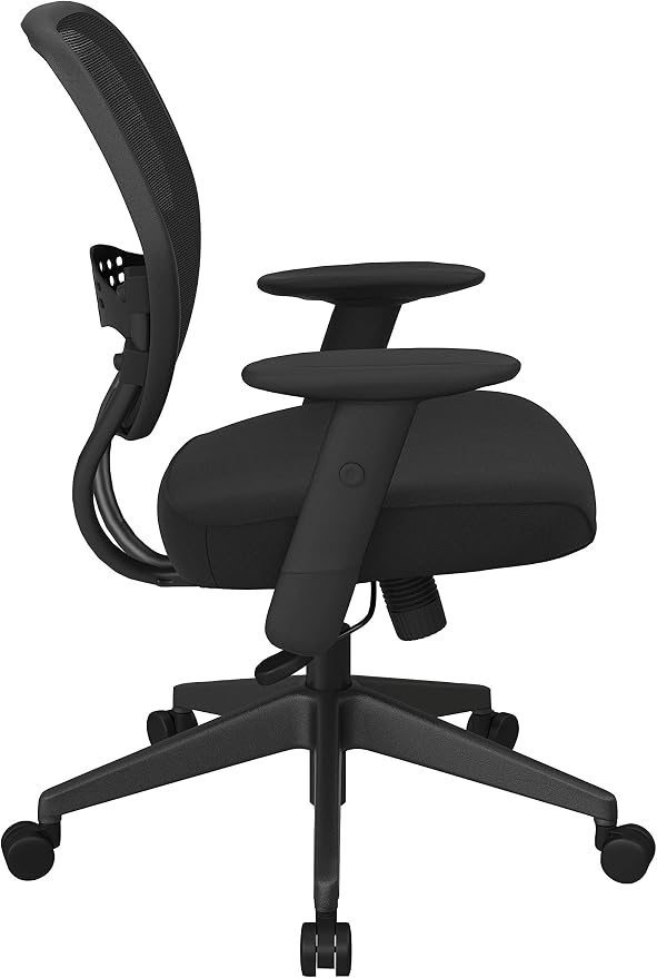 Space Seating 55 Series Professional Dark Air Grid Back Adjustable Manager's Chair with Lumbar Support and Padded Seat, Icon Black Fabric