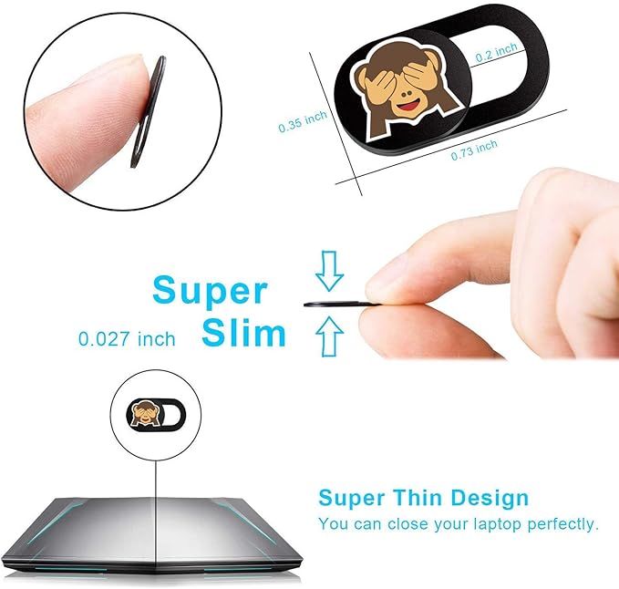 SIREG Webcam Cover Slide Ultra Thin - Cute Monkey Web Camera Cover fits Laptop,Tablet, Computer, Smartphone,Protect Your Privacy and Security,Strong Adhesive
