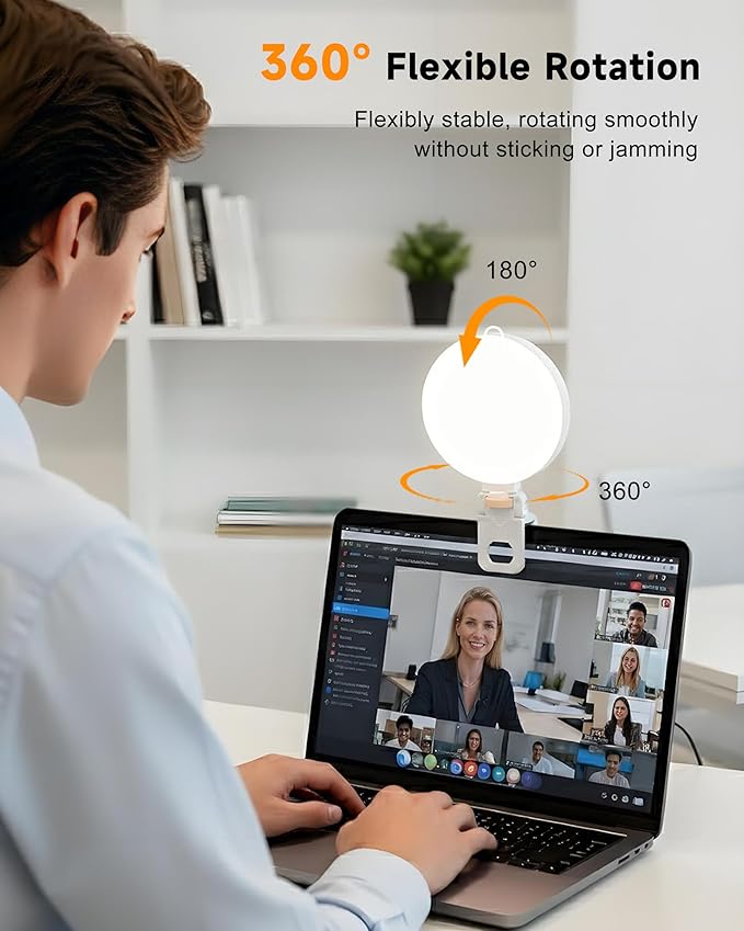 Ring Light for Computer Monitor, 3 Color Modes & 10 Brightness Levels USB Clip on Ring Light for Laptop & Phone, Video Conference Lighting for Zoom Meeting, Working, Live Streaming, Selfie Makeup
