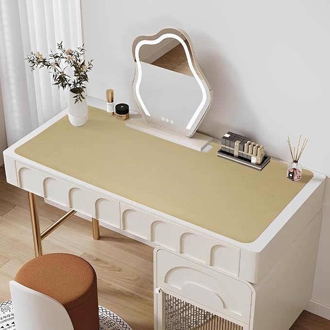 HofferRuffer Desk Pad, Office Desk Protector Mat, Waterproof Desk Mat for Desktop, Dual Side Use Faux Leather Desk Pad for Keyboard and Mouse for Office and Home (Gold, 36" x 17")