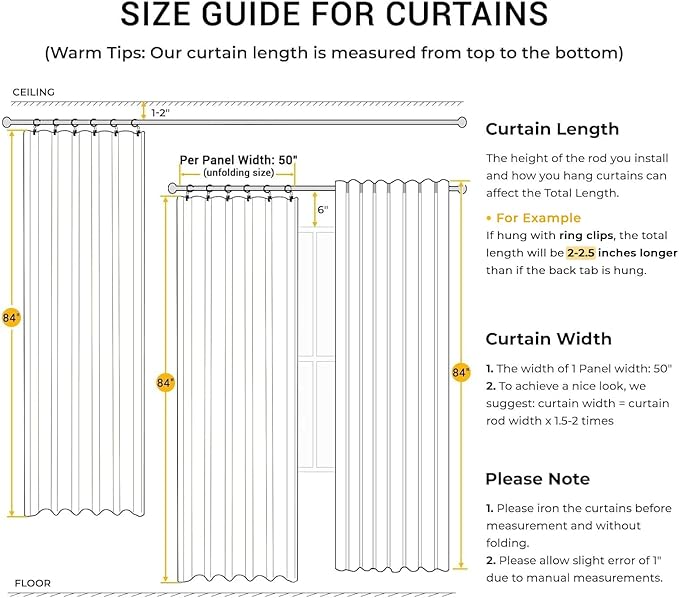 INOVADAY 100% Blackout Curtains for Bedroom, Black Out Curtains 80 Inch Long, Clip Rings Linen Blackout Drapes, Thermal Insulated Room Darkening for Living Room, 2 Panels - Midnight Blue, W50xL80
