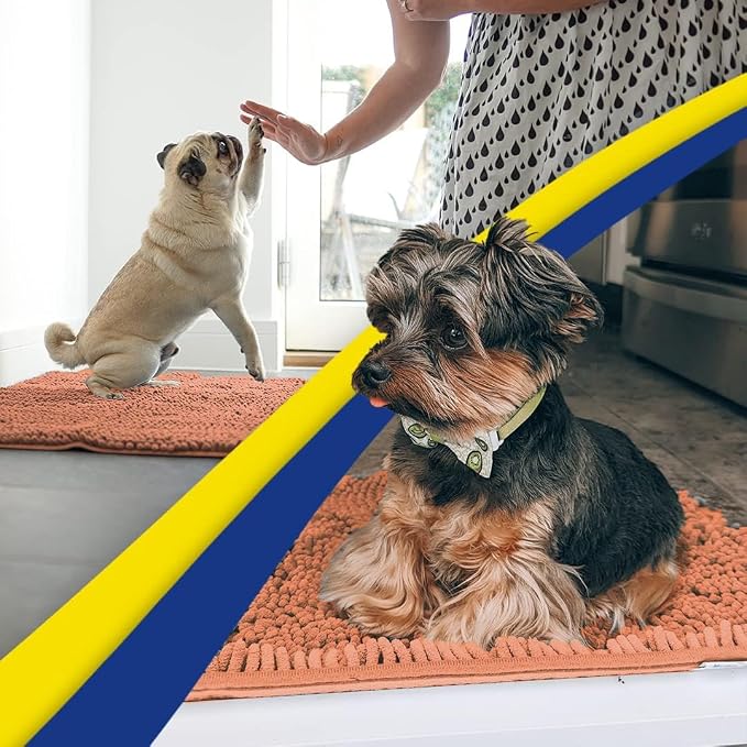 Muddy Mat® | Super Absorbent Door Mat Indoor, Microfiber Quick Dry Chenille Entryway Rug, Non-Slip Front Door Mat, Indoor Mats for Entryway, Machine Washable Pet Rug, Peach 16" x 24"