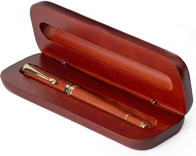 Wordsworth and Black Rollerball Pen-Stunning Luxury Pen Bamboo Rosewood Gold Finish, Refillable, Best Roller Ball Gift Set Pen for Men & Women, Ink Refill, Point Office Pens for Writing