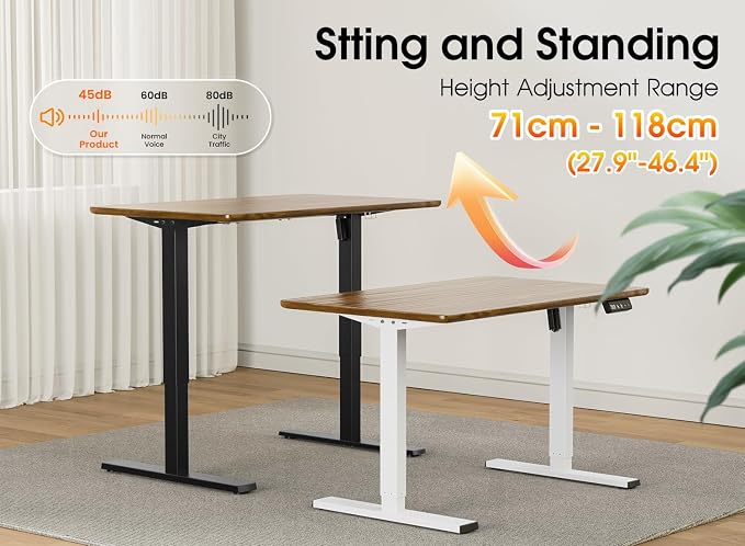 330 lbs Capacity Dual Motor Electric Standing Desk Frame, Height Adjustable Sit Stand up Desk Legs Base Workstation, Anti-Collision Function, 2 Hooks, Black Frame Only